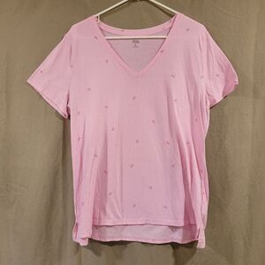A.n.a size XL pink floral v neck tee shirt